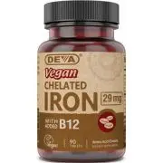 Deva, Vegan Chelated Iron 29 mg with B12, 90 tablets