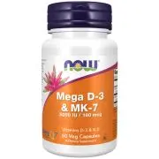 Now Foods, Mega D-3 &amp; MK-7, 60 capsules